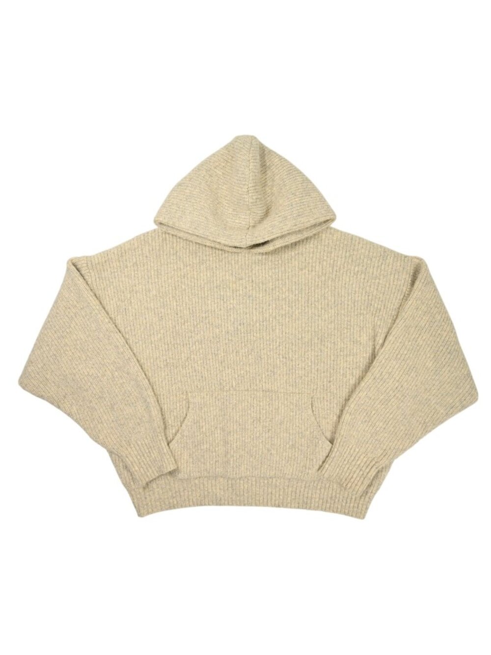 Shop Shani Knit Ribbed Hoodie in Beige